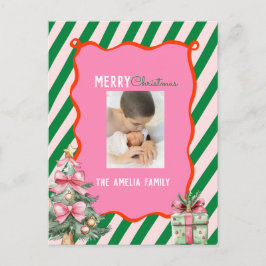 Cartão Postal De Festividades Groovy Christmas Tree Doodle Photo 