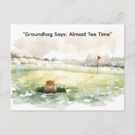 Cartão Postal De Festividades Groundhog Day Golfer Winter Golf Holiday