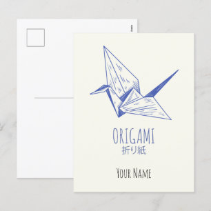 Cartão Postal De Festividades grua tradicional de arte origami