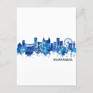 Cartão Postal De Festividades Guayaquil Equador Skyline Blue