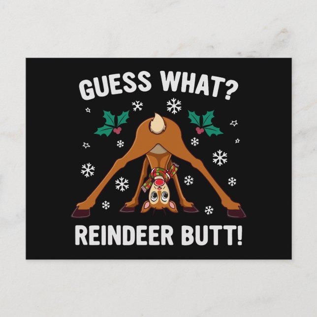 Cartão Postal De Festividades Guess What Reindeer Butt Christmas Joke (Frente)