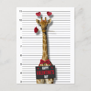 Cartão Postal De Festividades Guilty Giraffe Mugshot Engraçado Feliz dia de os n