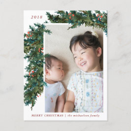 Cartão Postal De Festividades Guirlanda Botânica com Foto de Frutas de Inverno