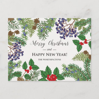 Cartão Postal De Festividades Guirlanda Floral de Frutas Vintage
