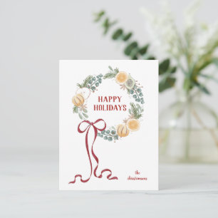 Cartão Postal De Festividades Guirlanda Sazonal Ilustrada Felizes Festas