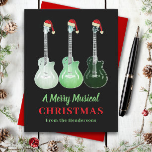 Cartão Postal De Festividades Guitar Natal Alegre Musical Personalizado