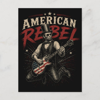 Cartão Postal De Festividades Guitarra Arte de Rocha Bandeira do Lincoln Rebelde