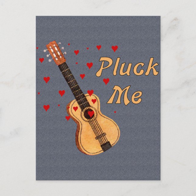Cartão Postal De Festividades Guitarra de Namorados Pluck Me (Frente)