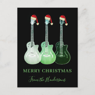 Cartão Postal De Festividades Guitarras personalizadas de Feliz Natal