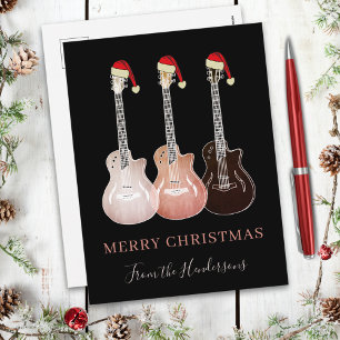 Cartão Postal De Festividades Guitarras rústicas feliz natal Personalizado