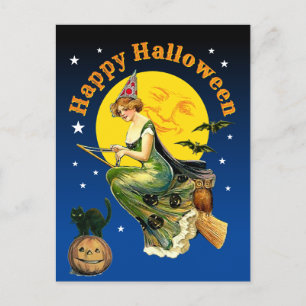 Cartão Postal De Festividades Halloween Antigo