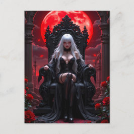 Cartão Postal De Festividades Halloween da Rainha Vermelha da Lua Vermelha do Va