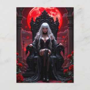 Cartão Postal De Festividades Halloween da Rainha Vermelha da Lua Vermelha do Va