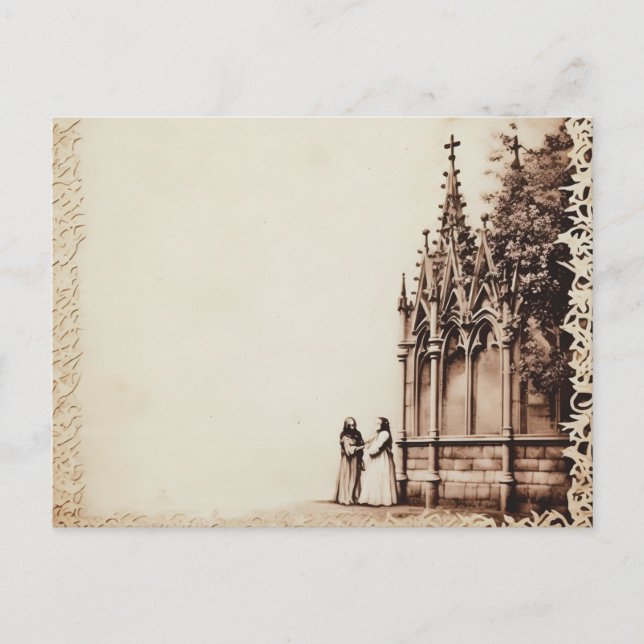 Cartão Postal De Festividades Halloween De Vinação À Igreja Gótica (Frente)