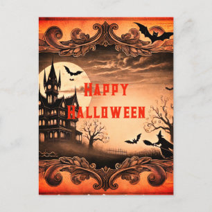 Cartão Postal De Festividades Halloween do Feliz Dia das Bruxas da Casa Gótica