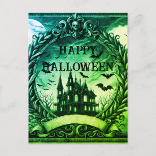 Cartão Postal De Festividades Halloween Feliz de Casa Gótica Vitoriana