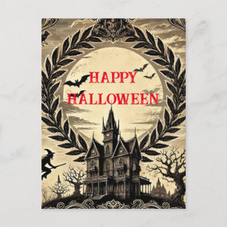 Cartão Postal De Festividades Halloween Feliz Vitoriano da Casa Assombrada Gótic