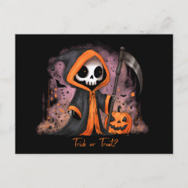 Cartão Postal De Festividades Halloween Grim Reaper