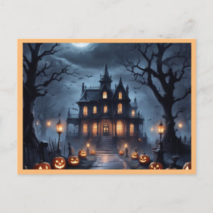 Cartão Postal De Festividades Halloween Haunted House