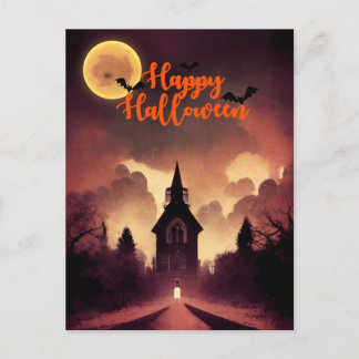 Cartão Postal De Festividades Halloween Haunted Place