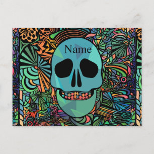 Cartão Postal De Festividades Halloween Hippie Skull Thunder_Cove