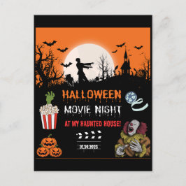 Cartão Postal De Festividades Halloween Horror Movie Night Party Invitation