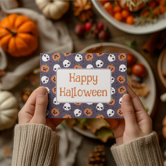 Cartão Postal De Festividades Halloween Kawaii Pattern