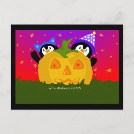 Cartão Postal De Festividades Halloween Penguins