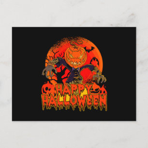 Cartão Postal De Festividades Halloween Scarecrow Halloween Pumpkin