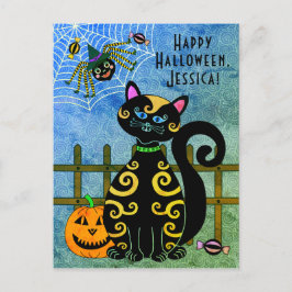 Cartão Postal De Festividades Halloween Spider Witch Nome Personalizado