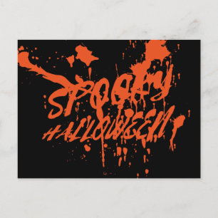 Cartão Postal De Festividades Halloween Spooky Splash Retro Red Orange Horror