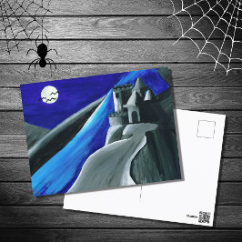 Cartão Postal De Festividades Halloween Vampiro Bats Assombrado