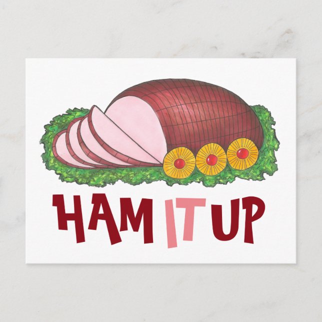 Cartão Postal De Festividades HAM IT UP Funny Christmas Páscoa Foodie (Frente)