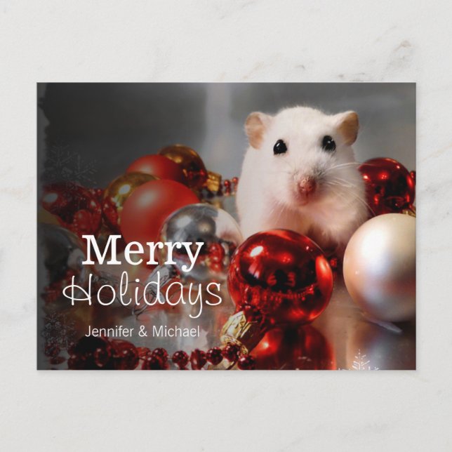 Cartão Postal De Festividades Hamster anão branco Pompon (Frente)