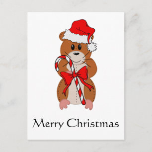 Cartão Postal De Festividades Hamster de Natal