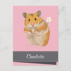 Cartão Postal De Festividades Hamster de Ouro de Meninas Personalizadas