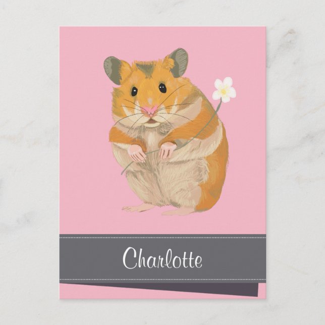 Cartão Postal De Festividades Hamster de Ouro de Meninas Personalizadas (Frente)