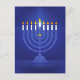 Cartão Postal De Festividades hanukkah feliz azul