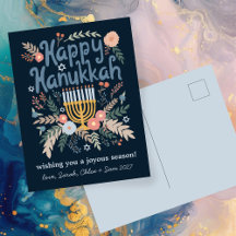 Hanukkah FLorals CLIQUE de Arte desenhado à mão