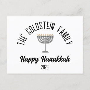 Cartão Postal De Festividades Hanukkah Jewish Chanuka Personalizado Nome da Famí