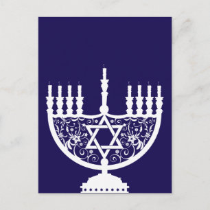 Cartão Postal De Festividades Hanukkah Menorah