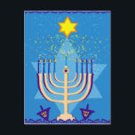 Cartão Postal De Festividades hanukkah menorah<br><div class="desc">"hanukkah menorah ", "feliz hanukkah",  menorah, "estrela de david", "chanukah jedesejo",  Hanukkah, "feriados judeus"chanukah,  hanukah,  chanukkah,  canukah,  chanukah,  hanuka,  hebrew,  jew, , ,  judaísmo,  menora,  ica, </div>