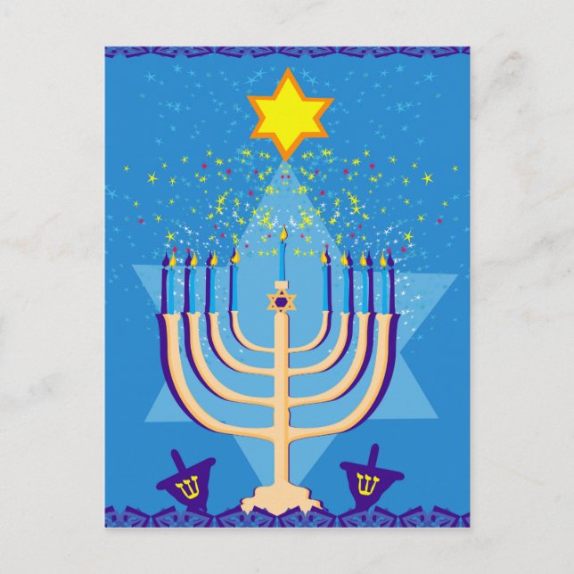 Cartão Postal De Festividades hanukkah menorah (Frente)