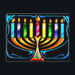 Cartão Postal De Festividades Hanukkah Menorah - Chanukah Menorah<br><div class="desc">Hanukkah Menorah - Chanukah Menorah Este design mostra todas as velas queimando intensamente por esta época especial do ano,  o Festival Judaico das Luzes.</div>