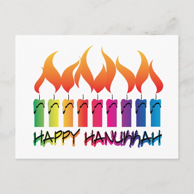 Cartão Postal De Festividades Hanukkah Rainbow Menorah (Frente)