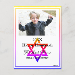 Cartão Postal De Festividades Hanukkah Rainbow Trimmed Menorah Postcard