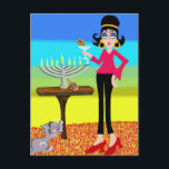 Cartão Postal De Festividades Hanukkah retro e um Martini<br><div class="desc">Chanukah retro e um Martini</div>