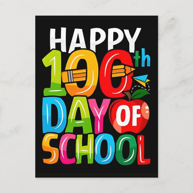 Cartão Postal De Festividades Happy 100th Day Of School Playful Shirt (Frente)