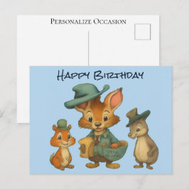 Cartão Postal De Festividades Happy Birthday Funny Cute Cartoon Animal Delivery 