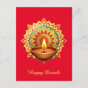 Cartão Postal De Festividades Happy Diwali Rangoli Diya Festival do Vermelho Cla